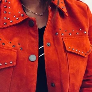 BAGATELLE  RED SUEDE JACKET studded, great condition